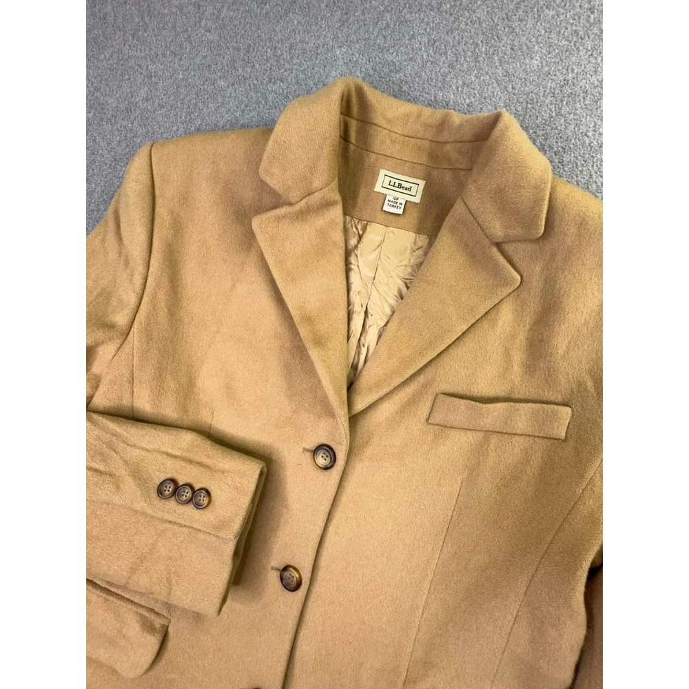 VTG LL Bean Peacoat Womens Size 10 P Wool Cashmere Blend Camel Old‎ Money